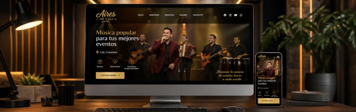 Página web profesional para grupos musicales colombianos