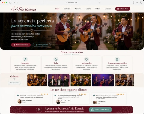 Ejemplo de diseño web para trío musical