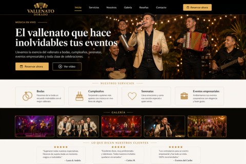 Ejemplo de página web para agrupación vallenata